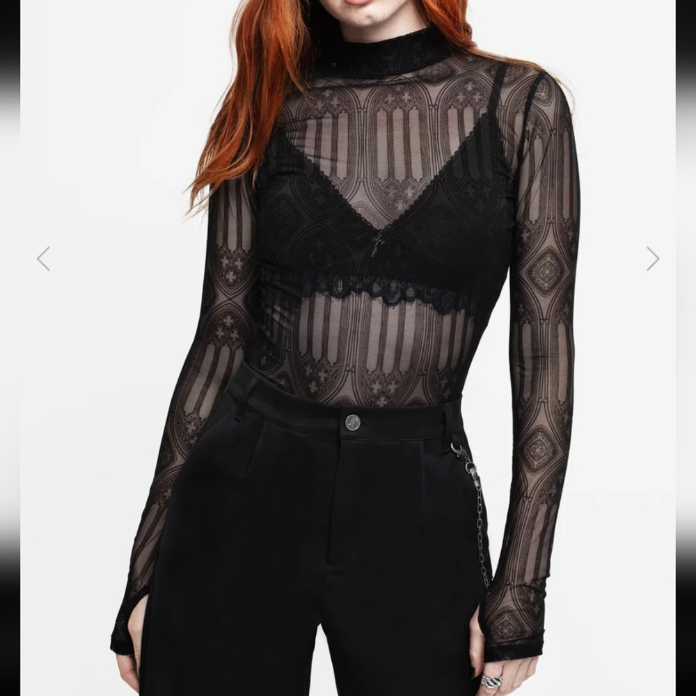 Elegant Black Sheer Lace Top